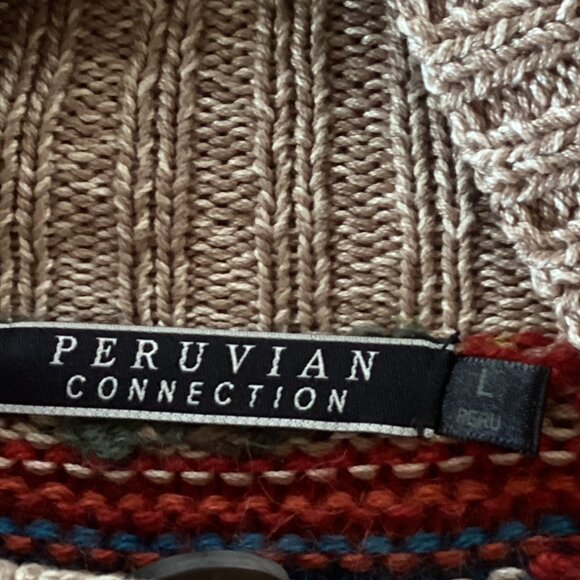 Peruvian Connection Womens Knit Cardigan Sweater Size L Pima Cotton Alpaca - Picture 4 of 15